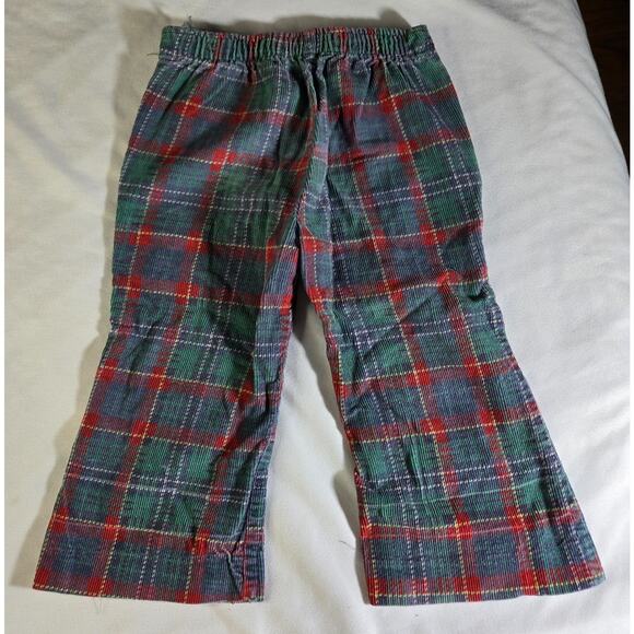 Vintage 2T Girls Pants Jack Tar Togs Plaid Beige Brown Button Pocket Pant 1970s - Picture 6 of 14